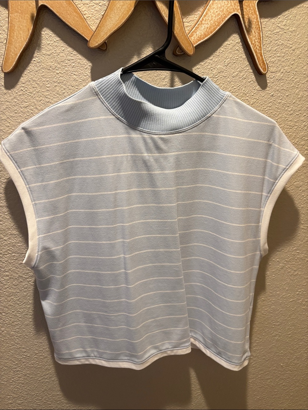 Calia Light Blue Striped Cap Sleeve Top